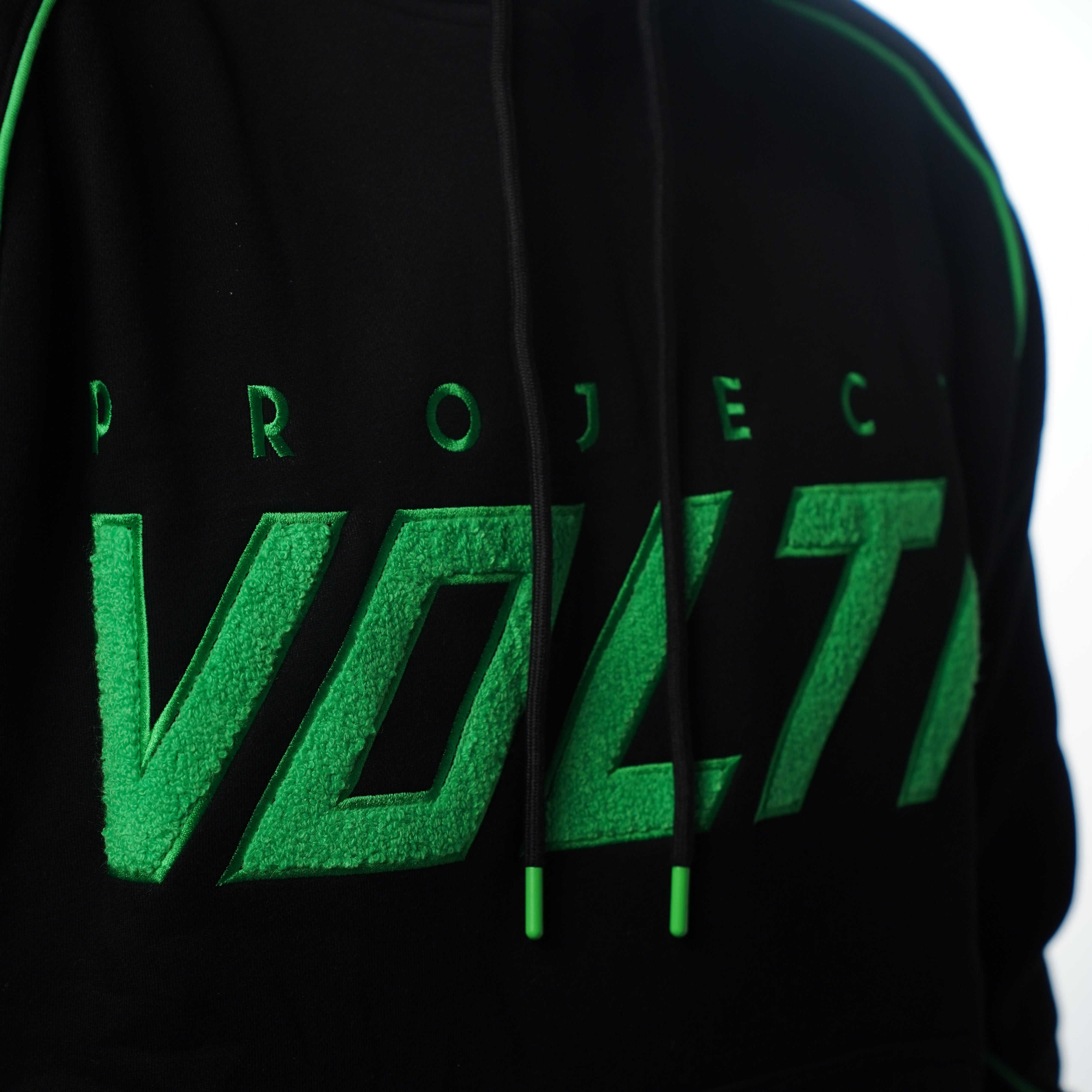 black and volt green hoodie